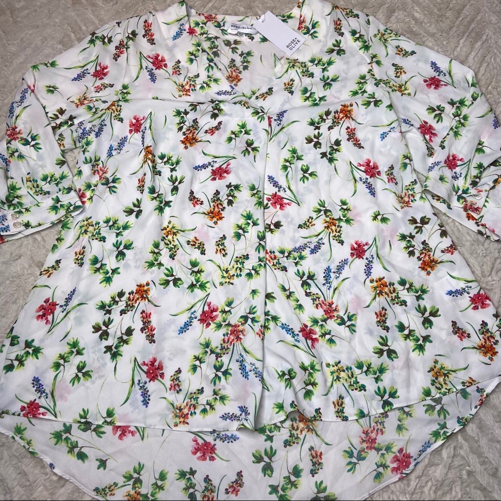 Anthropologie Rose & Olive Floral Print Blouse